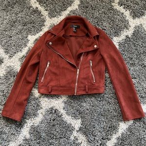 Terracotta Faux Suede Cropped Jacket
